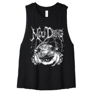 Death Metal Cute Baby Hippo Moo Deng Hippopotamus Women's Racerback Cropped Tank