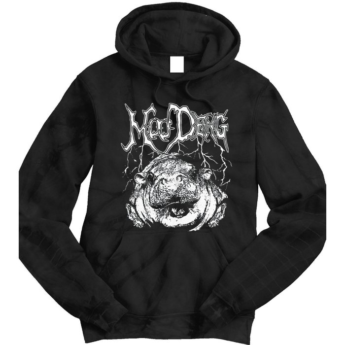 Death Metal Cute Baby Hippo Moo Deng Hippopotamus Tie Dye Hoodie