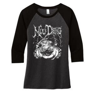 Death Metal Cute Baby Hippo Moo Deng Hippopotamus Women's Tri-Blend 3/4-Sleeve Raglan Shirt