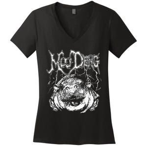 Death Metal Cute Baby Hippo Moo Deng Hippopotamus Women's V-Neck T-Shirt