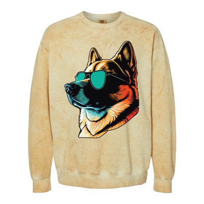 Dad Mom Cool Dog Sunglasses Akita Colorblast Crewneck Sweatshirt