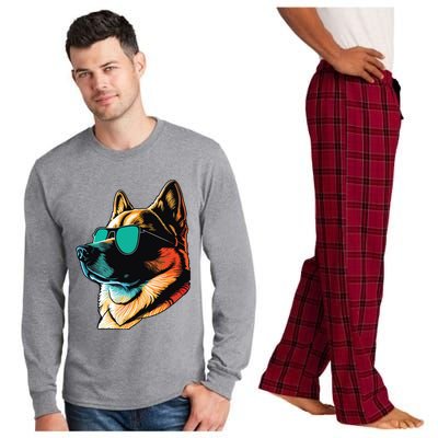 Dad Mom Cool Dog Sunglasses Akita Long Sleeve Pajama Set