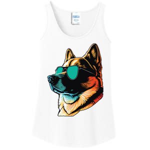 Dad Mom Cool Dog Sunglasses Akita Ladies Essential Tank