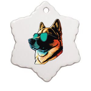 Dad Mom Cool Dog Sunglasses Akita Ceramic Star Ornament