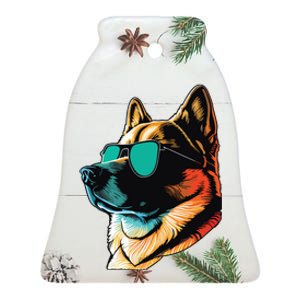 Dad Mom Cool Dog Sunglasses Akita Ceramic Bell Ornament