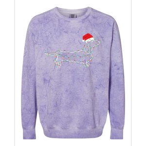 Dachshund Merry Christmas Weiner Xmas Lights Funny Gift Colorblast Crewneck Sweatshirt