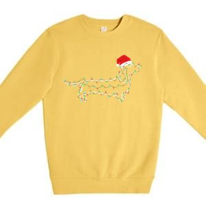 Dachshund Merry Christmas Weiner Xmas Lights Funny Gift Premium Crewneck Sweatshirt