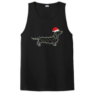 Dachshund Merry Christmas Weiner Xmas Lights Funny Gift PosiCharge Competitor Tank