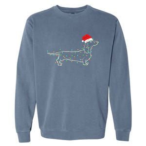 Dachshund Merry Christmas Weiner Xmas Lights Funny Gift Garment-Dyed Sweatshirt