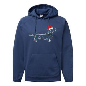 Dachshund Merry Christmas Weiner Xmas Lights Funny Gift Performance Fleece Hoodie