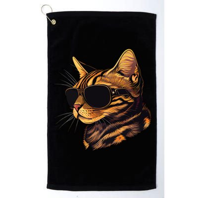 Dad Mom Cat Sunglasses Bengal Cat Funny Gift Platinum Collection Golf Towel