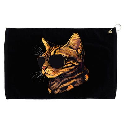 Dad Mom Cat Sunglasses Bengal Cat Funny Gift Grommeted Golf Towel