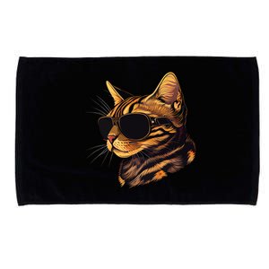 Dad Mom Cat Sunglasses Bengal Cat Funny Gift Microfiber Hand Towel