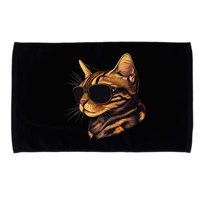 Dad Mom Cat Sunglasses Bengal Cat Funny Gift Microfiber Hand Towel