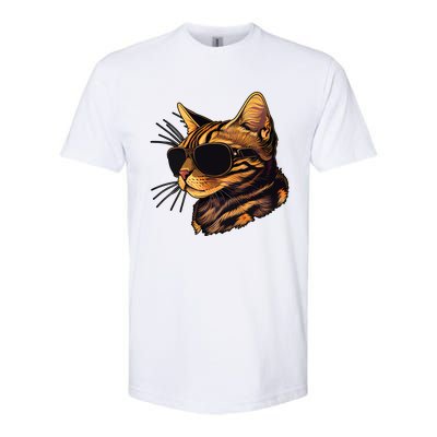 Dad Mom Cat Sunglasses Bengal Cat Funny Gift Softstyle® CVC T-Shirt