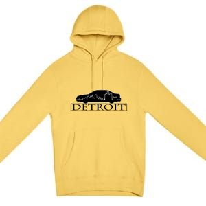 Detroit Motor City Skyline Car Premium Pullover Hoodie