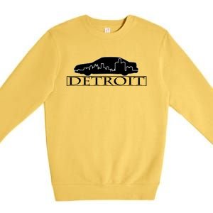 Detroit Motor City Skyline Car Premium Crewneck Sweatshirt