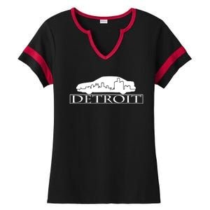 Detroit Motor City Skyline Car Ladies Halftime Notch Neck Tee