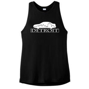 Detroit Motor City Skyline Car Ladies PosiCharge Tri-Blend Wicking Tank