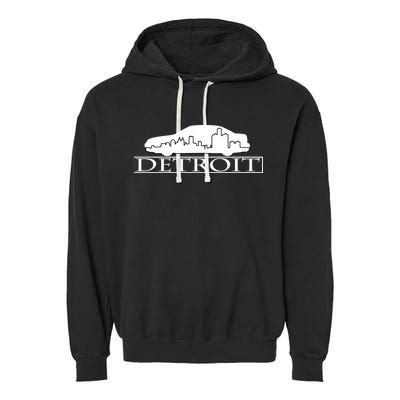 Detroit Motor City Skyline Car Garment-Dyed Fleece Hoodie