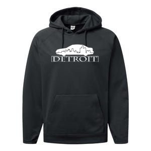 Detroit Motor City Skyline Car Performance Fleece Hoodie