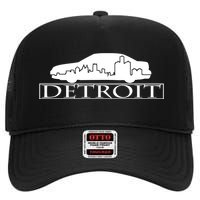 Detroit Motor City Skyline Car High Crown Mesh Back Trucker Hat