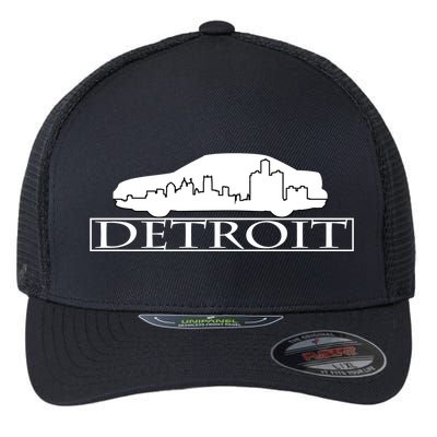 Detroit Motor City Skyline Car Flexfit Unipanel Trucker Cap