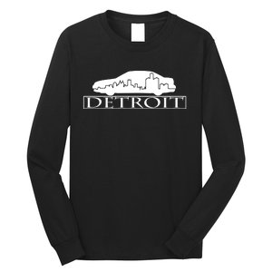 Detroit Motor City Skyline Car Long Sleeve Shirt