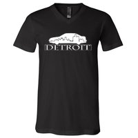 Detroit Motor City Skyline Car V-Neck T-Shirt