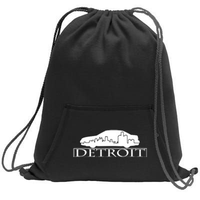 Detroit Motor City Skyline Car Sweatshirt Cinch Pack Bag