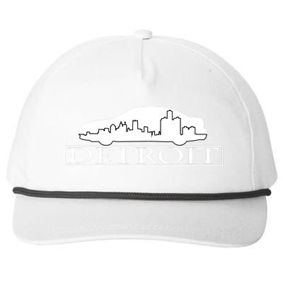 Detroit Motor City Skyline Car Snapback Five-Panel Rope Hat