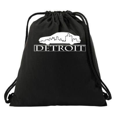 Detroit Motor City Skyline Car Drawstring Bag