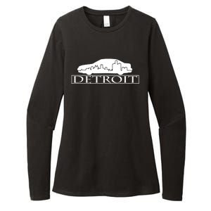 Detroit Motor City Skyline Car Womens CVC Long Sleeve Shirt