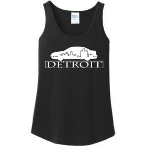 Detroit Motor City Skyline Car Ladies Essential Tank