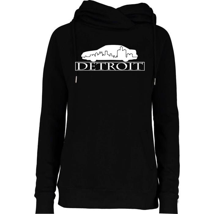 Detroit Motor City Skyline Car Womens Funnel Neck Pullover Hood