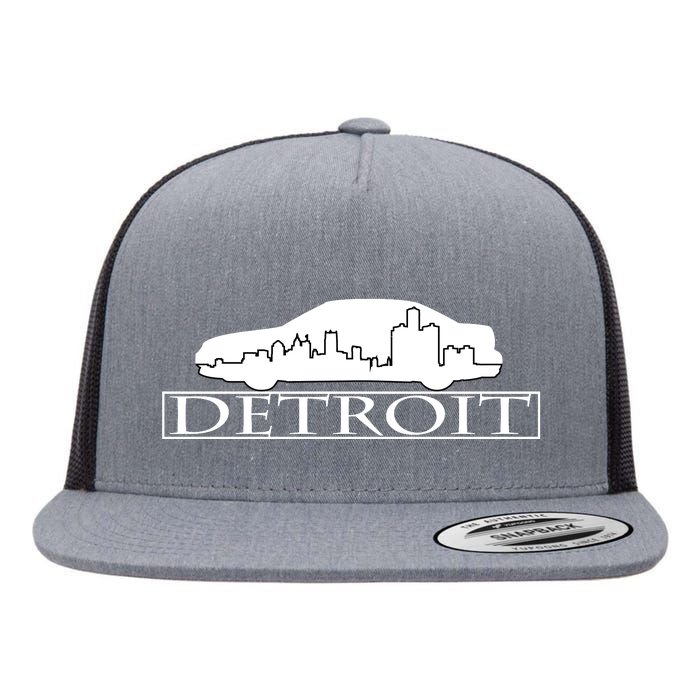 Detroit Motor City Skyline Car Flat Bill Trucker Hat