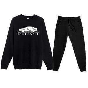 Detroit Motor City Skyline Car Premium Crewneck Sweatsuit Set