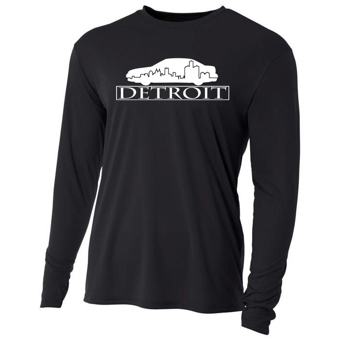 Detroit Motor City Skyline Car Cooling Performance Long Sleeve Crew