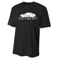 Detroit Motor City Skyline Car Performance Sprint T-Shirt