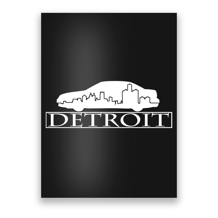 Detroit Motor City Skyline Car Poster