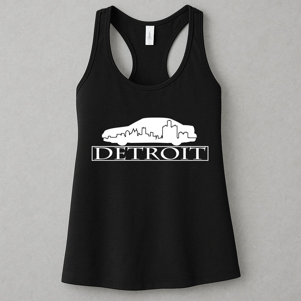 Detroit Motor City Skyline Car Womens Tank Top
