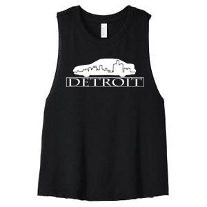 Detroit Motor City Skyline Car Women's Racerback Cropped Tank