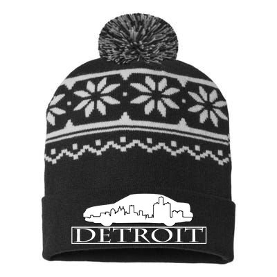 Detroit Motor City Skyline Car USA-Made Snowflake Beanie