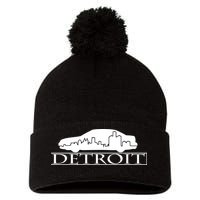 Detroit Motor City Skyline Car Pom Pom 12in Knit Beanie