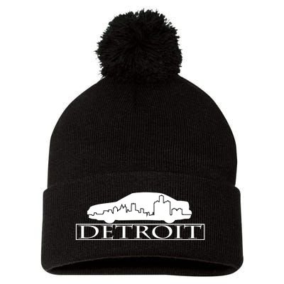 Detroit Motor City Skyline Car Pom Pom 12in Knit Beanie