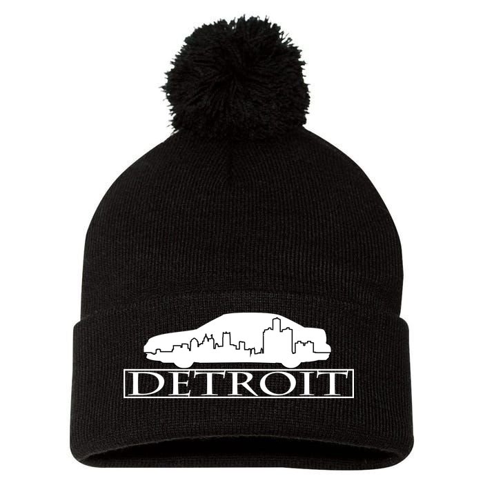 Detroit Motor City Skyline Car Pom Pom 12in Knit Beanie