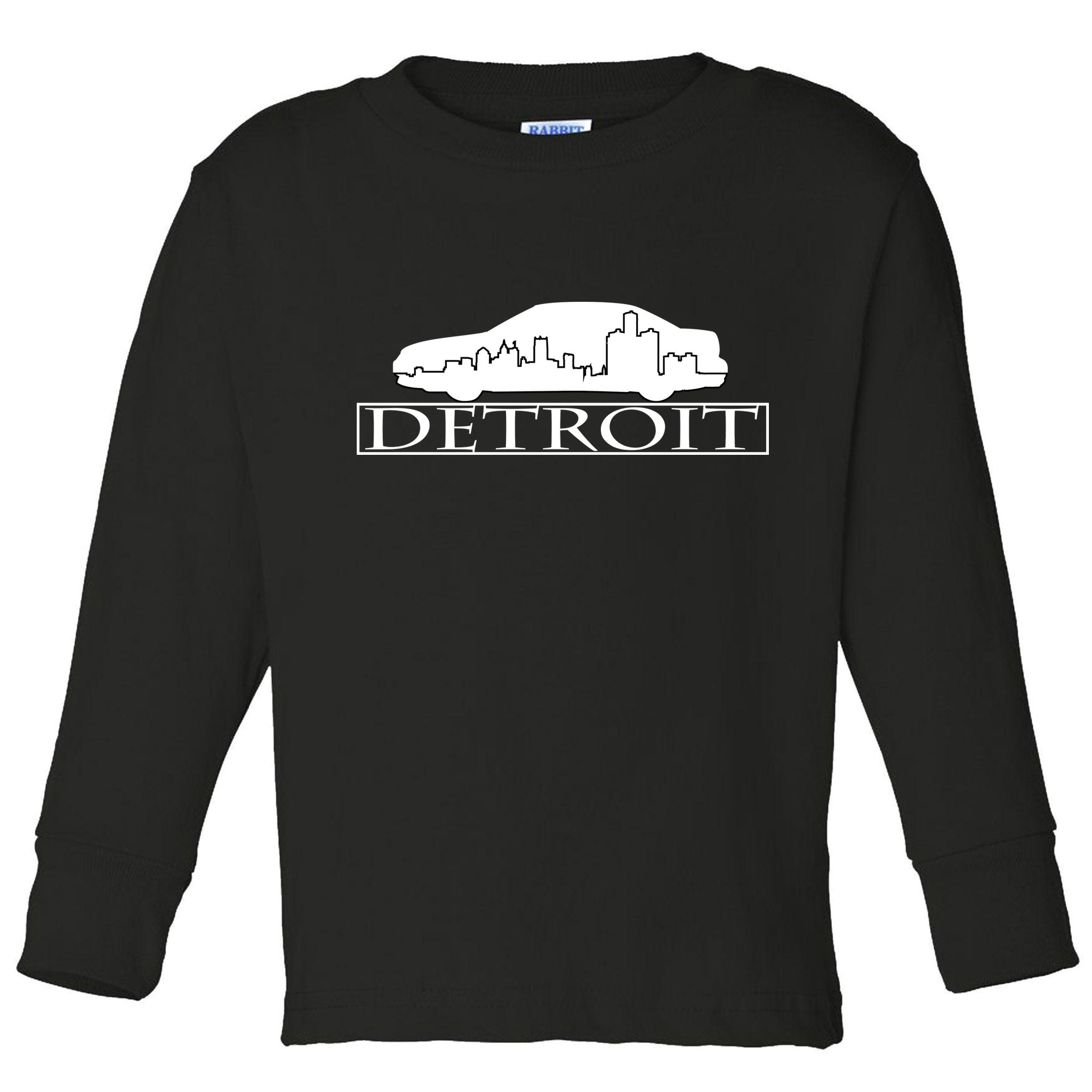 Detroit Motor City Skyline Car Toddler Long Sleeve Shirt