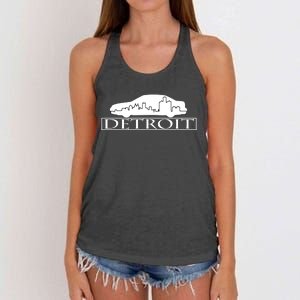 Detroit Motor City Skyline Car Women's Knotted Racerback Tank