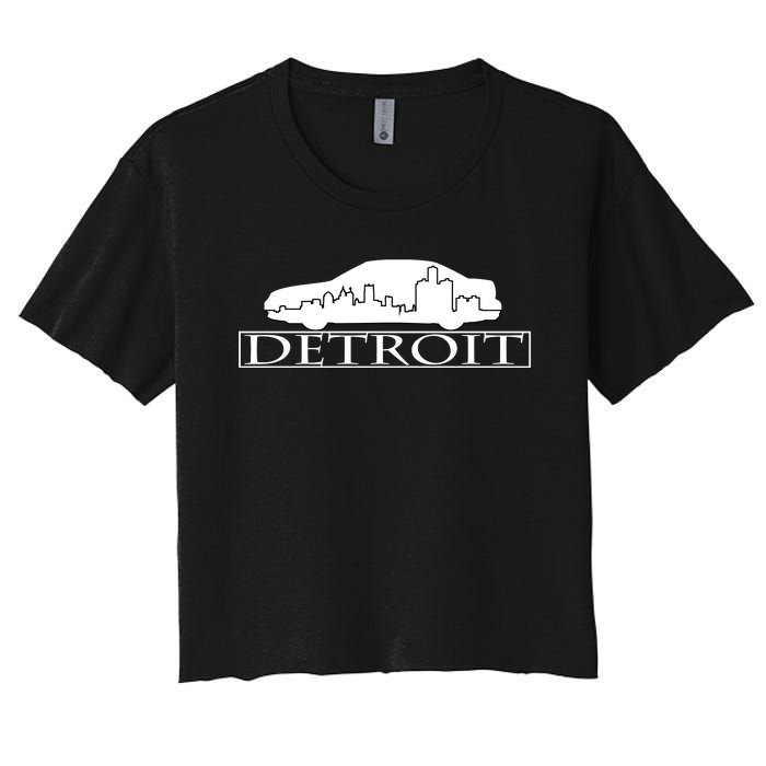 Detroit Motor City Skyline Car Women's Crop Top Tee