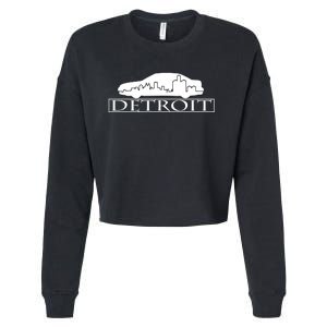 Detroit Motor City Skyline Car Cropped Pullover Crew